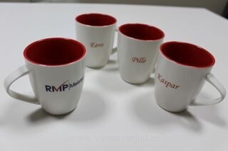 Coffee mugs with logo and name on it