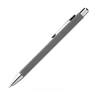 Metal ball pen in rectangular design with a big blue-writing refill