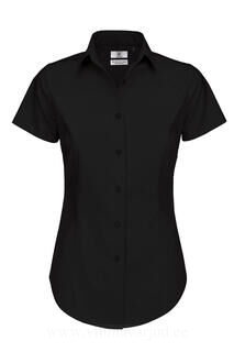 Ladies` Black Tie Elastane Short Sleeve Poplin 7. pilt